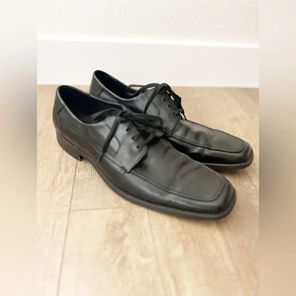 Kenneth Cole REACTION Men’s Black Leather Oxford Square Toe Dress Shoes Size 10